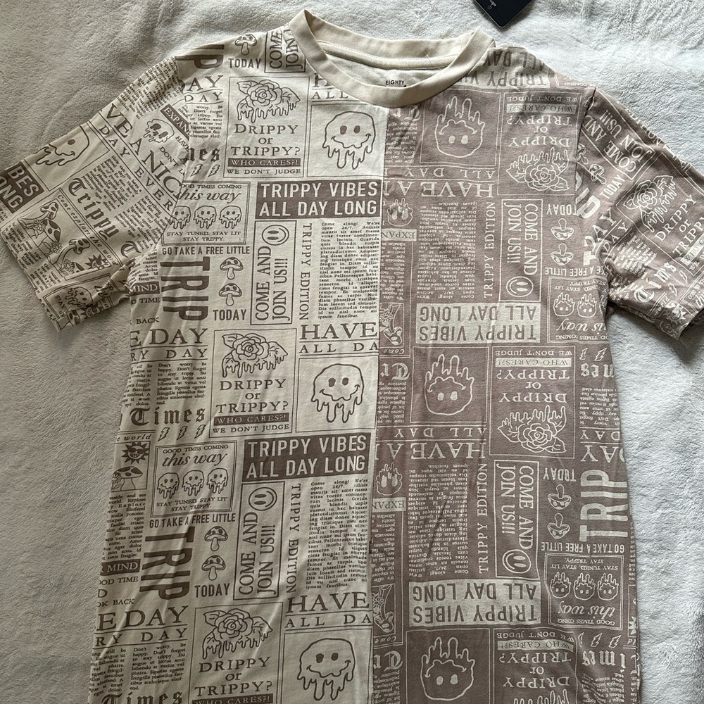 Eighty Eight Beige and Brown Graphic Tee